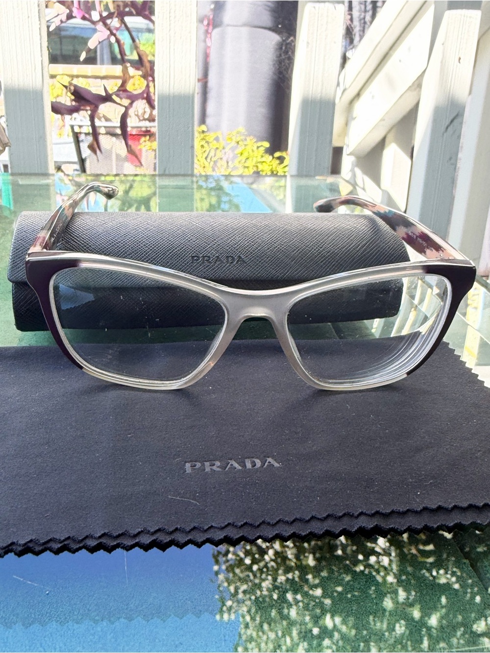 Prada Women's Two-Tone Cat-Eye Glasses - Brown & Transparent